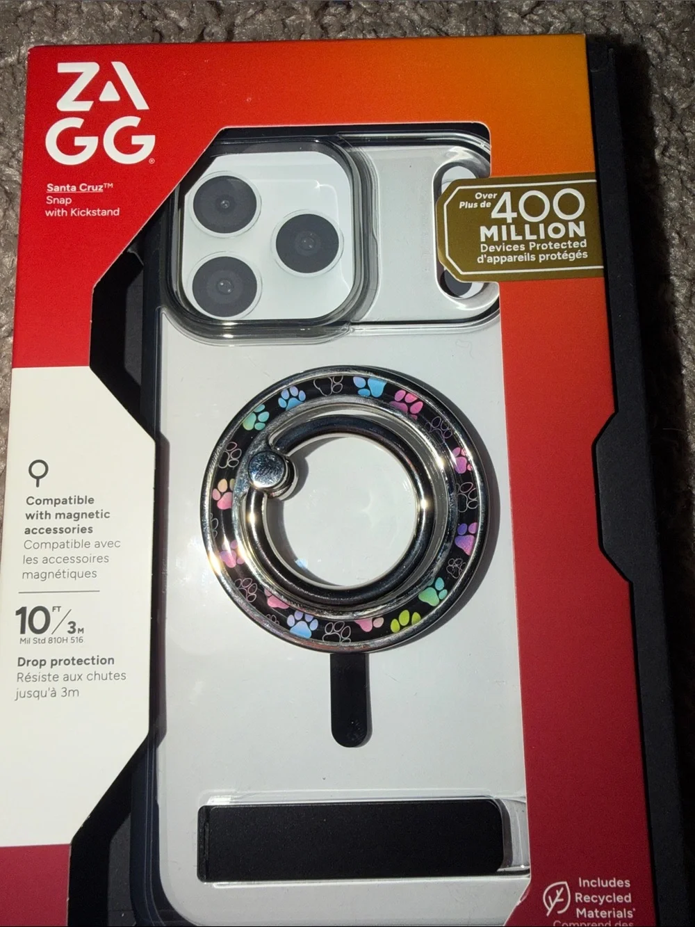 ZAGG Clear & Colorful Black Transparent iPhone 17 Pro Max Case + Ring Stand